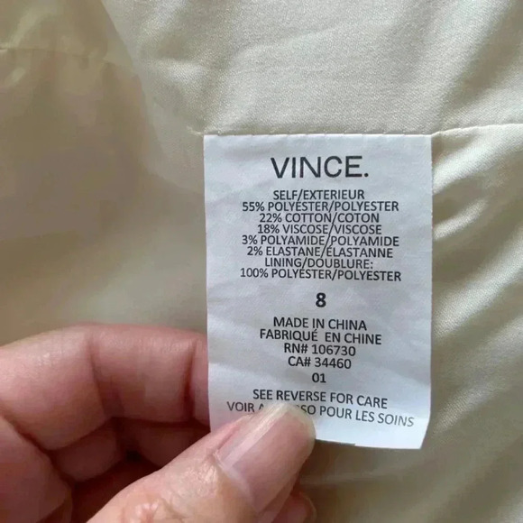 Vince Cream Boucle Jacket Blazer Size 8 Open Front Frayed Edge Textured Office - Picture 8 of 9